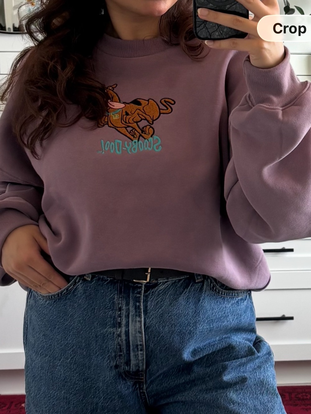 Hollister Lavender Crewneck Sweatshirt with Scooby-Doo Graphic